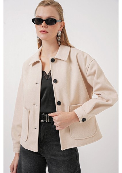 Kadın Mont 0713 Krem