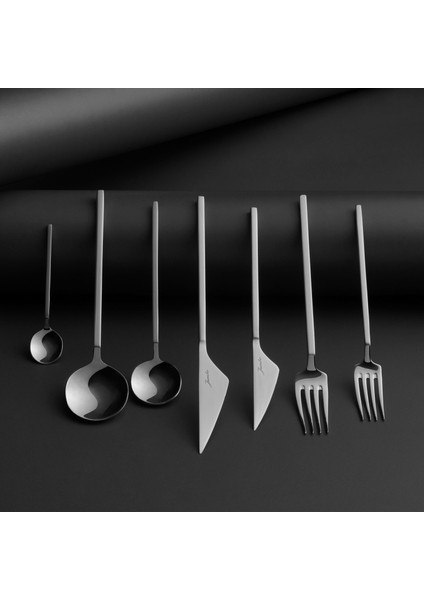 9100 12 Kişilik 84 Parça Mat Çatal Kaşık Bıçak Takımı