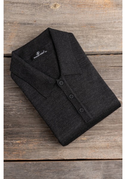 Polo Yaka Battal (Büyük Boy) Yünlü Triko Kazak