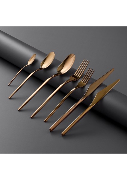 5100 Quartz Titanyum Bronz 12 Kişilik 84 Parça Çatal Kaşık Bıçak Seti