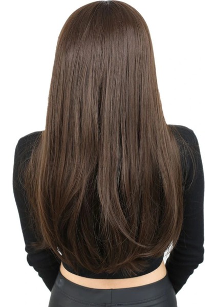 Fiber Sentetik Uzun Düz Peruk - Açık Kahve fırsatları