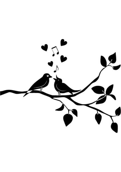 Şarkı Söyleyen Kuşlar Oto Özel Yeni Sticker Siyah 25 x 17 cm