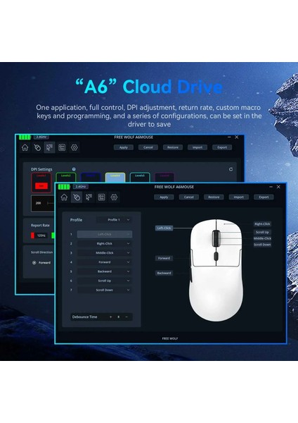 Freewolf A6 Kablosuz Oyuncu Mouse PAW3311 1000 Hz 24000 Dpı Profesyonel Bluetooth Üç Modlu Bağlantı fırsatları