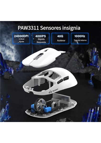 Freewolf A6 Kablosuz Oyuncu Mouse PAW3311 1000 Hz 24000 Dpı Profesyonel Bluetooth Üç Modlu Bağlantı