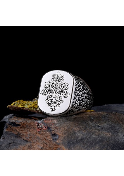 925 Ayar Gümüş Otantik Desen Motifli Erkek Model Yüzük fiyatları