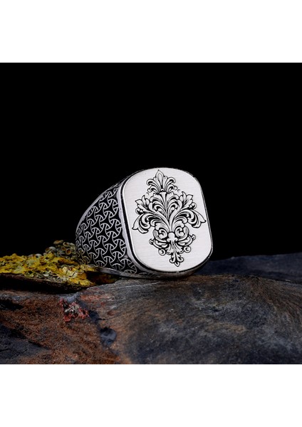 925 Ayar Gümüş Otantik Desen Motifli Erkek Model Yüzük modelleri