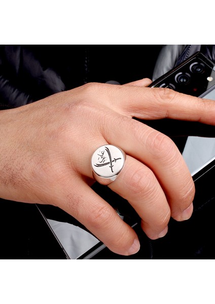 925 Ayar Gümüş Hz Ali Kılıcı Model Erkek Yüzük