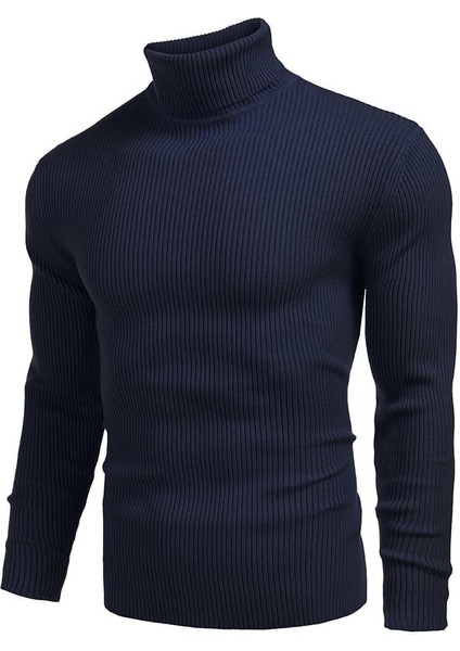 Erkek Boğazlı Slim Fit Triko Kazak – Basic Esnek Kışlık Model