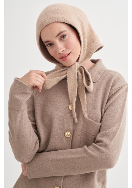 Knit Balaclava Bere Başlık Vizon modelleri