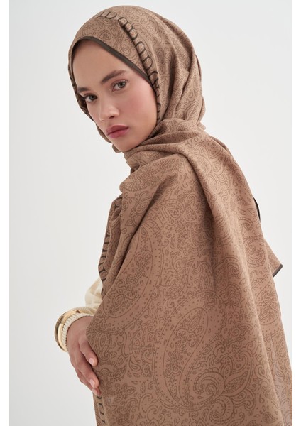 Elenora Monogram Floş Şal Vizon