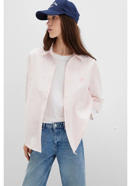 Kadın Pembe Çizgili Gömlek 1211420-91459
