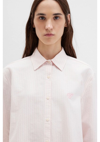 Kadın Pembe Çizgili Gömlek 1211420-91459 fiyatları