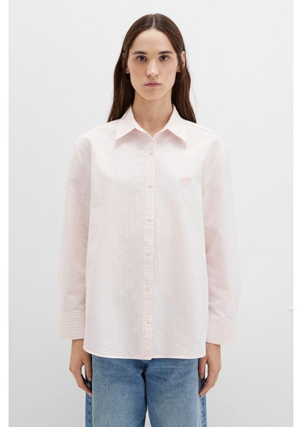 Kadın Pembe Çizgili Gömlek 1211420-91459 fırsatları