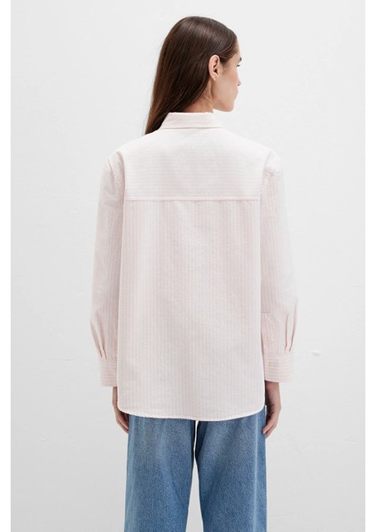 Kadın Pembe Çizgili Gömlek 1211420-91459 indirimleri