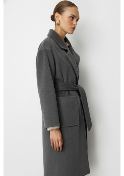 Yünlü Kaşe Doku Torba Cepli Basic Antrasit Kaban fırsatları