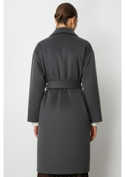 Yünlü Kaşe Doku Torba Cepli Basic Antrasit Kaban indirimleri