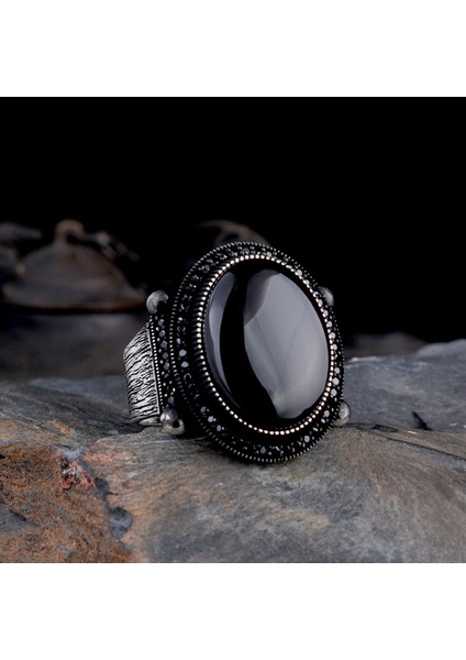 Oval Onix Taşlı Model 925 Ayar Gümüş Erkek Yüzük modelleri