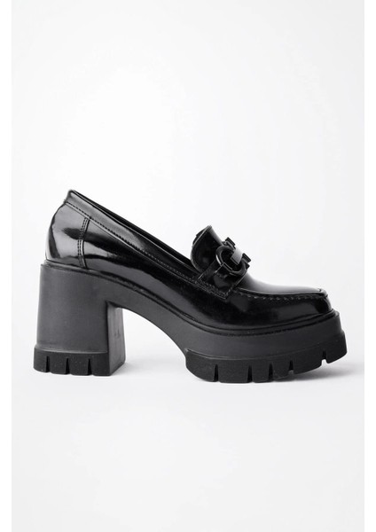 Kadın Metal Toka Detay Loaferayakkabı-Siyah Rugan fırsatları