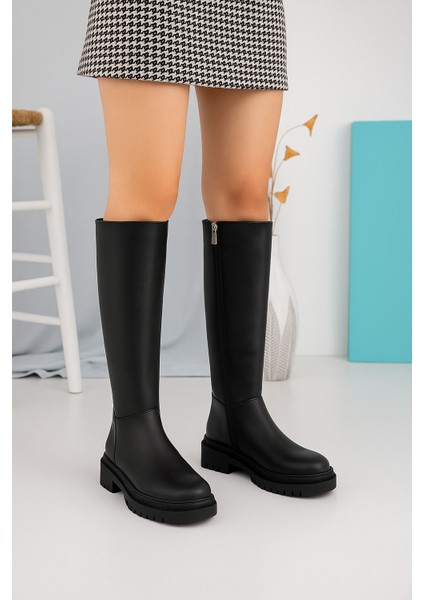 Fermuarlı Uzun Cilt Kadın Çizme-Siyah fırsatları