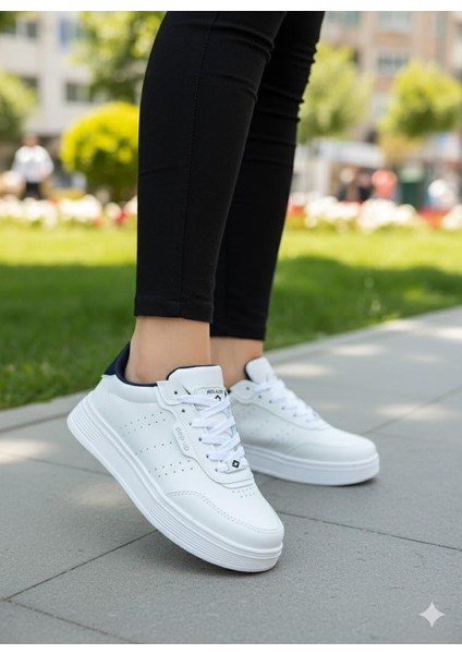 Unisex Ortopedik Faylon Sararmaz Taban Spor Ayakkabı - Beyaz Laci