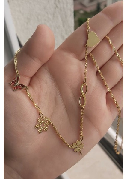 925 Ayar Gümüş 24 Ayar Altın Kaplama Şans Kolye