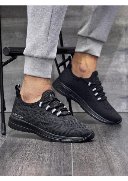 Bağcıklı Triko Phylon Taban Spor Ayakkabı-Siyah-Kömür fiyatları