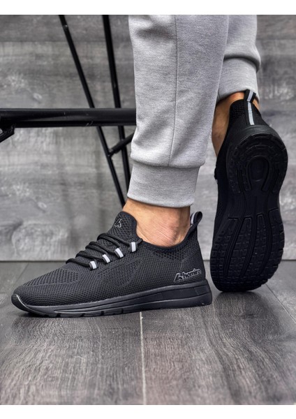 Bağcıklı Triko Phylon Taban Spor Ayakkabı-Siyah-Kömür modelleri