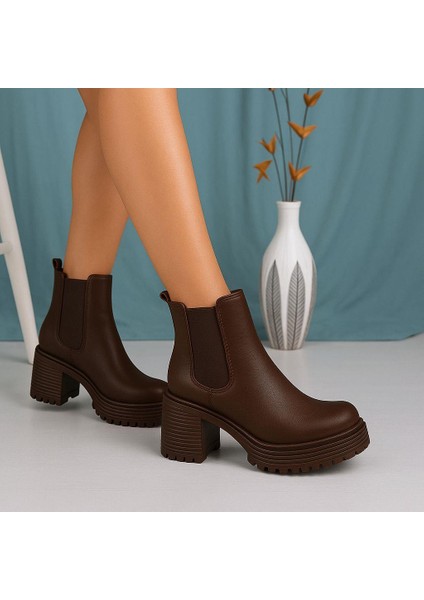 Lastik Detaylı Yüksek Tabanlı Bot- Kahverengi fırsatları