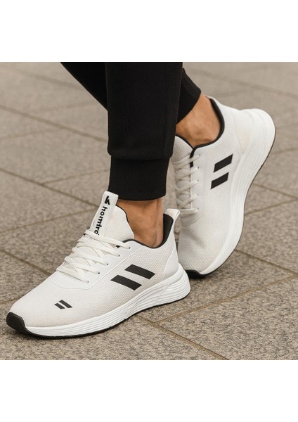 Unisex Bağcıklı Triko Poli Taban Spor Ayakkabı-Beyaz-Siyah fiyatları