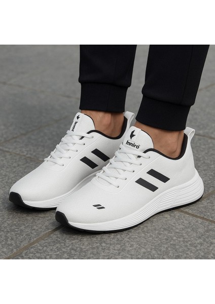 Unisex Bağcıklı Triko Poli Taban Spor Ayakkabı-Beyaz-Siyah fırsatları