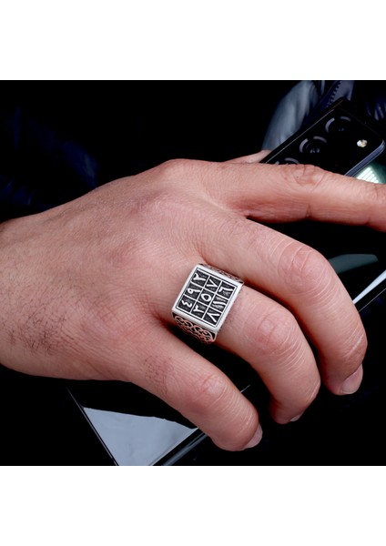 925 Ayar Gümüş Ebced Hesabı Model Erkek Yüzük