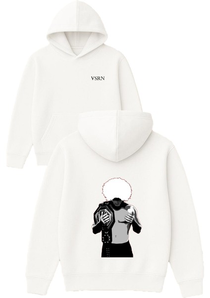 Champıon Habib Tasarım Baskılı Oversize Beyaz Kapüşonlu Sweatshirt