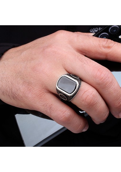 925 Ayar Gümüş Onix Taşlı Model Erkek Yüzük fiyatları