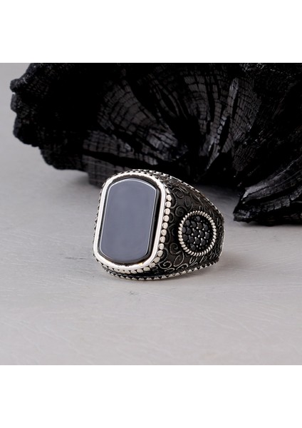 925 Ayar Gümüş Onix Taşlı Model Erkek Yüzük modelleri