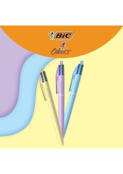 4 Colours Pastel Gövde Tükenmez Kalem 3'lü Blister, 4 Farklı Renk (Mavi, Siyah,yeşil ve Kırmızı), 1.0 Mm. Uç fiyatları