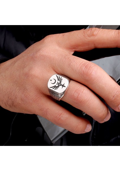 925 Ayar Gümüş Anka Kuşu Figürlü Erkek Yüzük