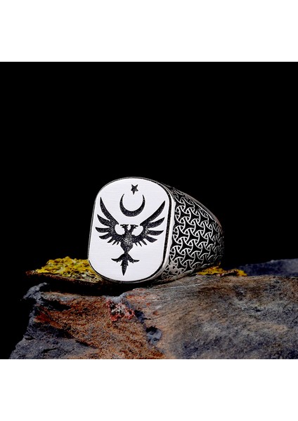 925 Ayar Gümüş Anka Kuşu Figürlü Erkek Yüzük fiyatları