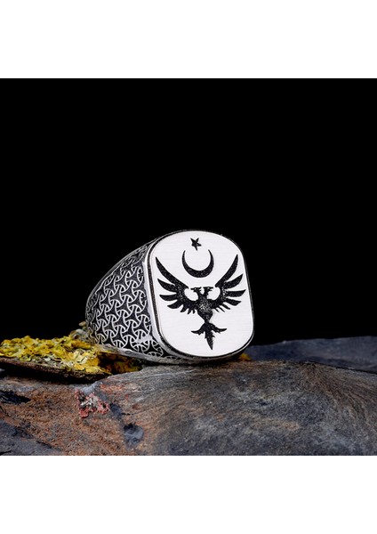 925 Ayar Gümüş Anka Kuşu Figürlü Erkek Yüzük modelleri