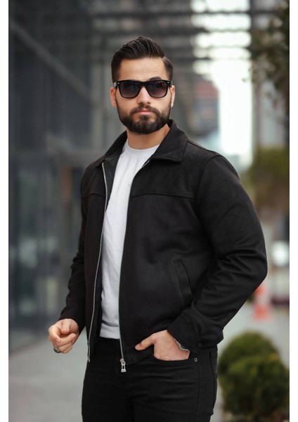 Basic Old Money Polo Yaka Astarlı Süet Ceket modelleri