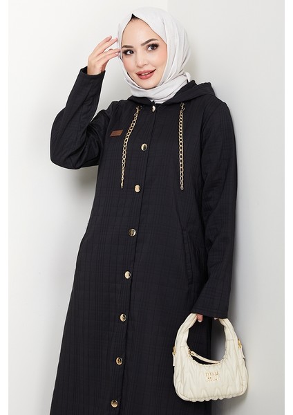 Zincir Detay Düğmeli Kapitone Kap 1647 - Siyah fiyatları