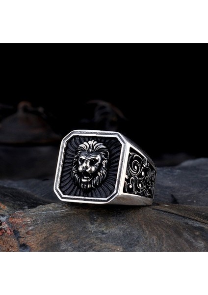 925 Ayar Gümüş Aslan Motifli Gümüş Erkek Yüzük fiyatları