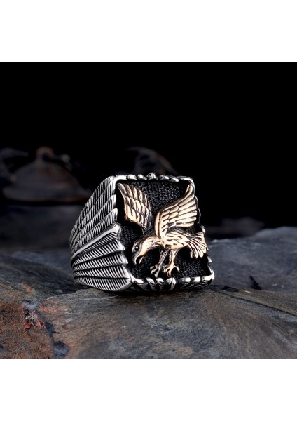 Kartal Model 925 Ayar Gümüş Erkek Yüzük fırsatları