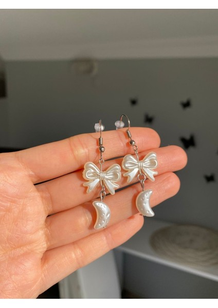 Coquette Aesthetic Incili Fiyonk Küpe