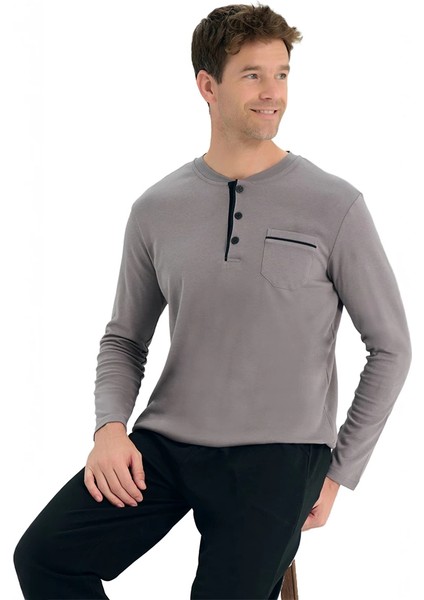 Over Sleep 2205 Erkek Kışlık Interlok Pijama Takım