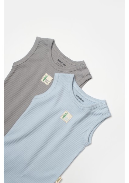 Babycosy Erkek Bebek Çıtçıtlı 2'li Atlet Badi 3-24 Ay Mavi