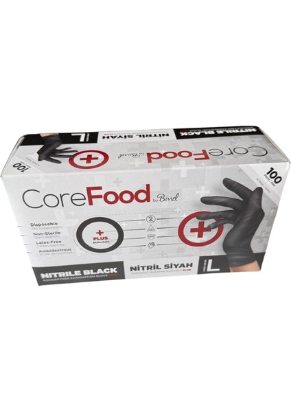 Plus Nitril Siyah Pudrasız Eldiven 100’LÜ - Dayanıklı, Kalın, L Beden fiyatları