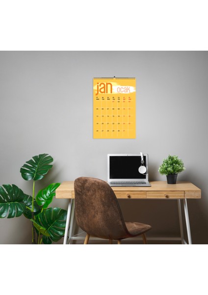 2026 Renkli Planlamalı A3 Ebat 12 Sayfa Duvar Takvimi-Spiralli ve Askılı fırsatları