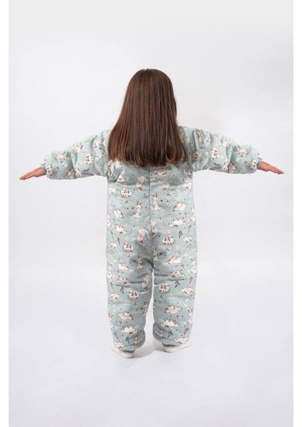 2-9 Yaş 2.5 Tog Kalın Elyaf Dolgulu Premium Kalite Çocuk Uyku Tulumu Mint Tavşan 23504 modelleri