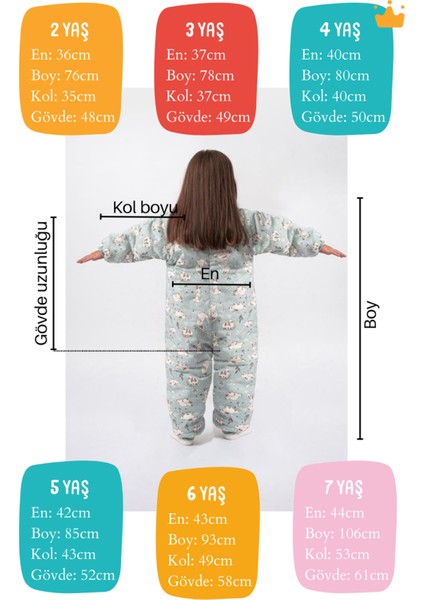 2-9 Yaş 2.5 Tog Kalın Elyaf Dolgulu Premium Kalite Çocuk Uyku Tulumu Mint Tavşan 23504