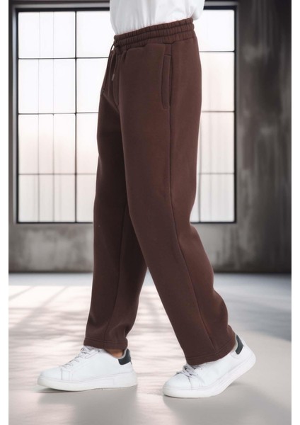 Baggy Kalıp 3 İplik Şardonlu Erkek Eşofman Altı - Kahve fırsatları